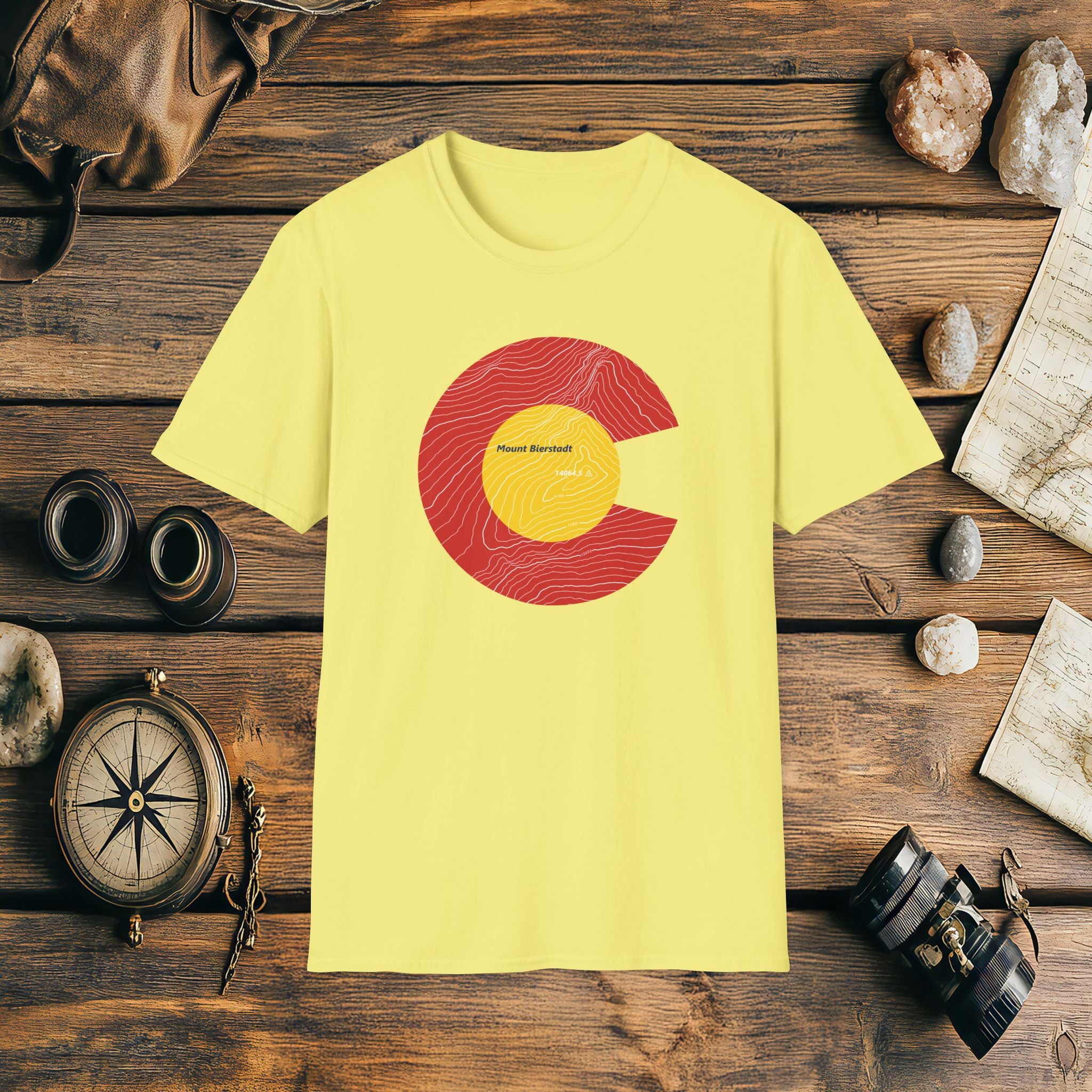 Mount Bierstadt Colorado Flag 14er Topo Map T-Shirt, Mountain Summit, Climb Colorado, Adventure Gift