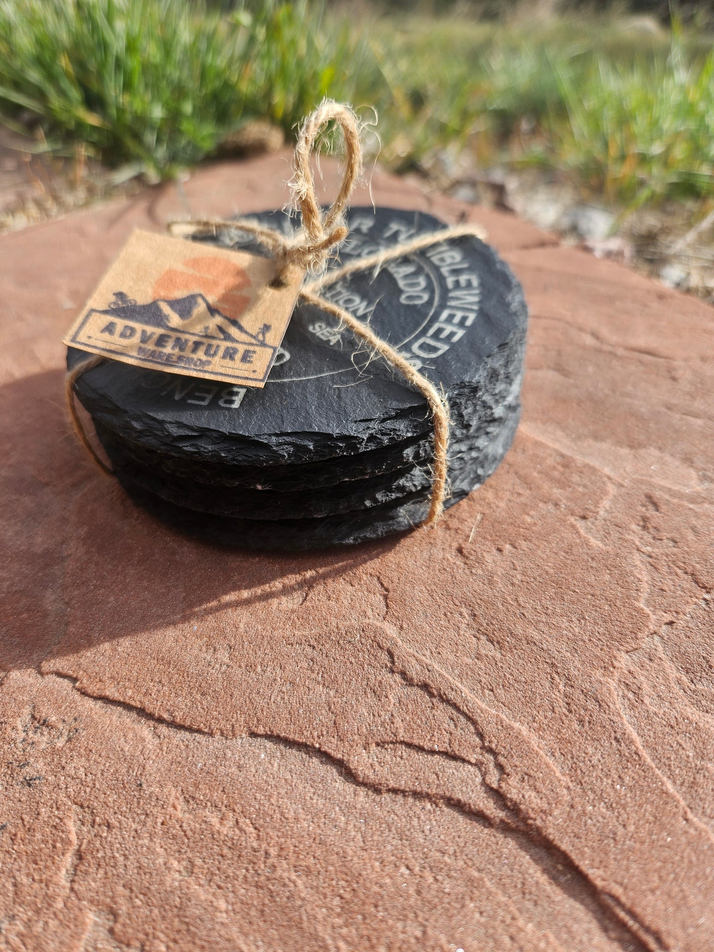 Personalized Engraved USGS Benchmark 4 Pack Slate Coaster Set, Adventure Racing Gift, House Warming Gift, Special Occasions, Holiday Christmas Gift