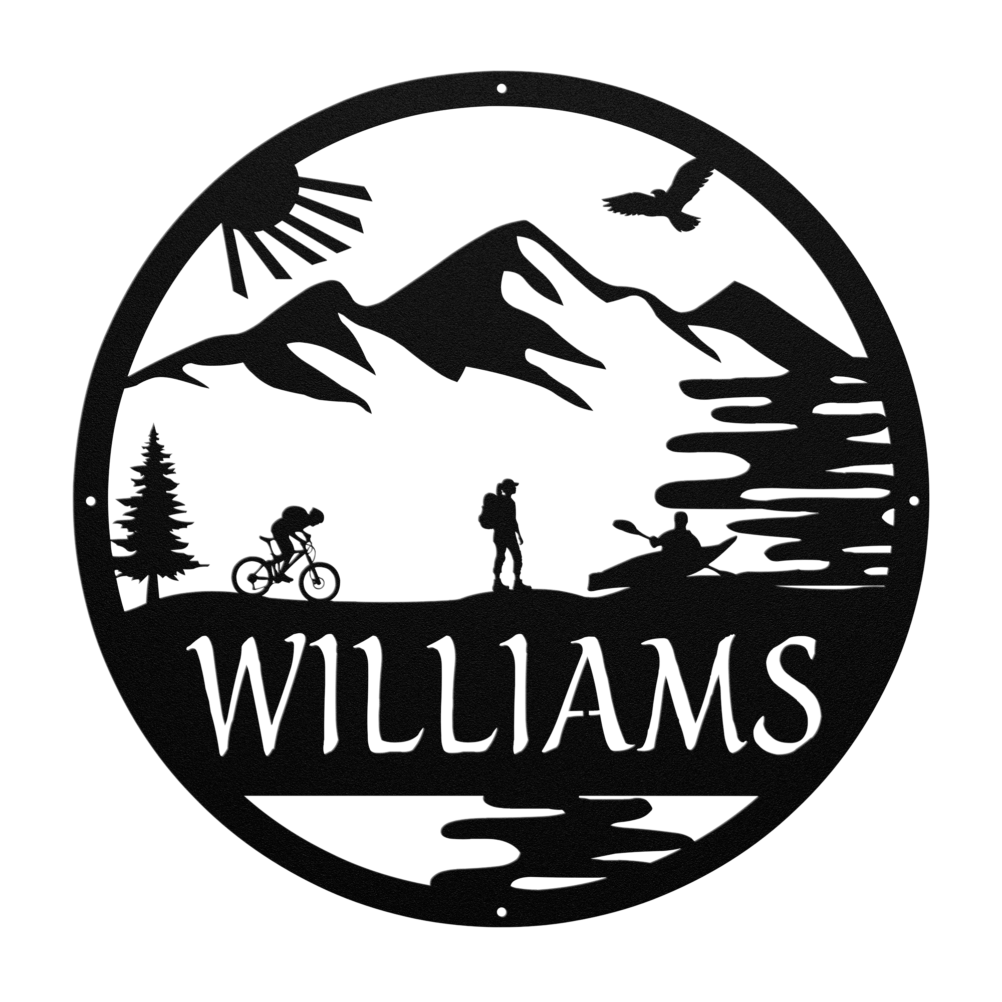 Personalized Adventure Racing Metal Sign With Female Hiker, Custom Adventure Race Gift, Metal Adventure Wall Art, Home Decor Black