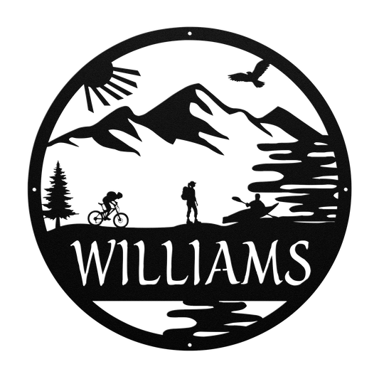 Personalized Adventure Racing Metal Sign With Female Hiker, Custom Adventure Race Gift, Metal Adventure Wall Art, Home Decor Black