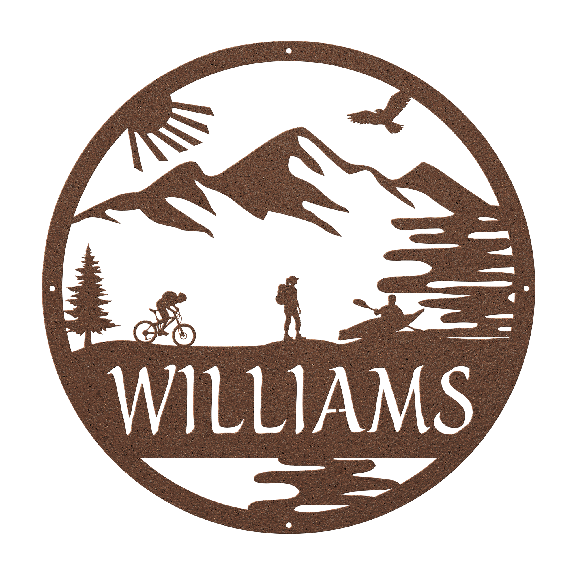 Personalized Adventure Racing Metal Sign With Female Hiker, Custom Adventure Race Gift, Metal Adventure Wall Art, Home Decor Copper