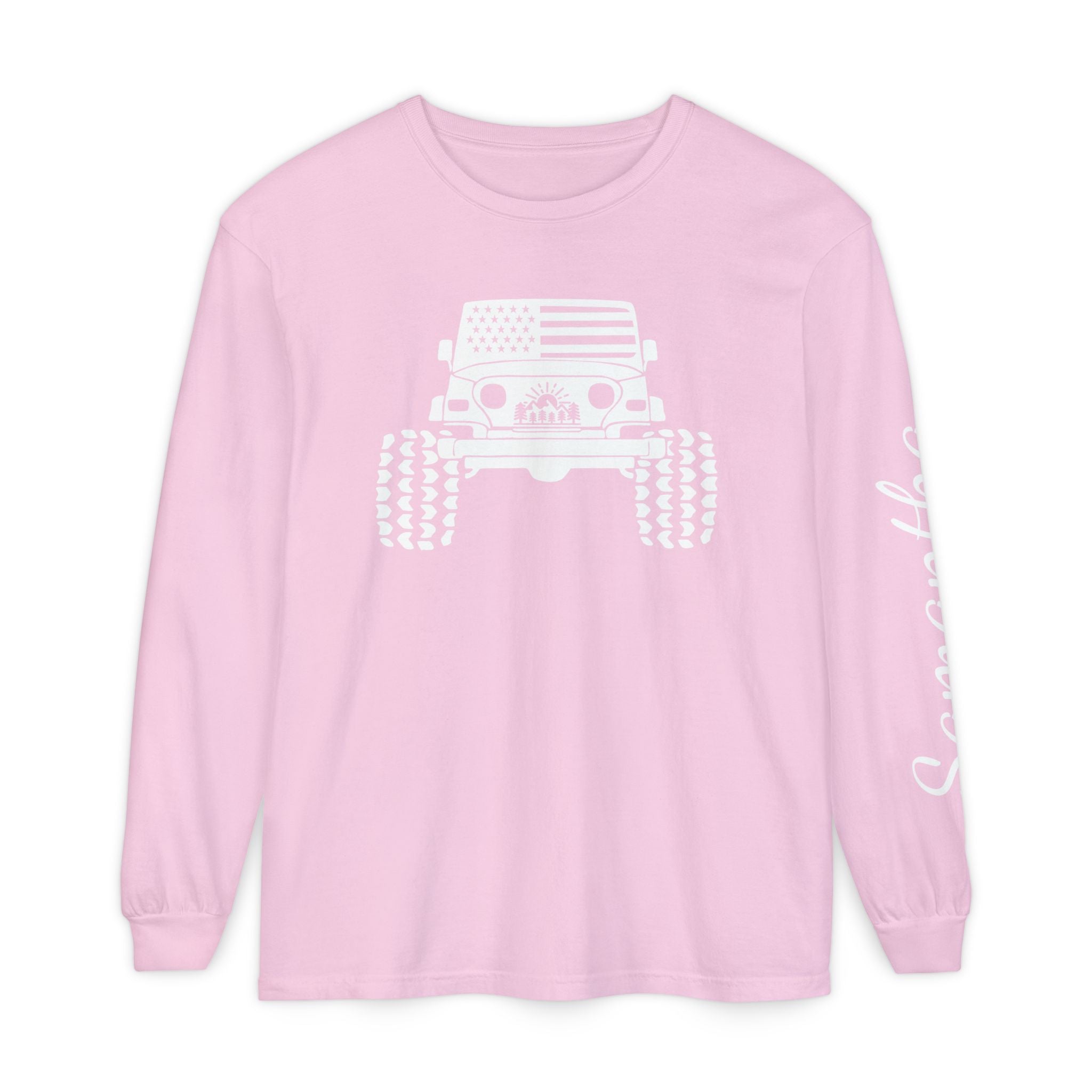 Personalized American Offroad Comfort Colors® Long Sleeve T-Shirt| Custom USA Flag 4WD Gift