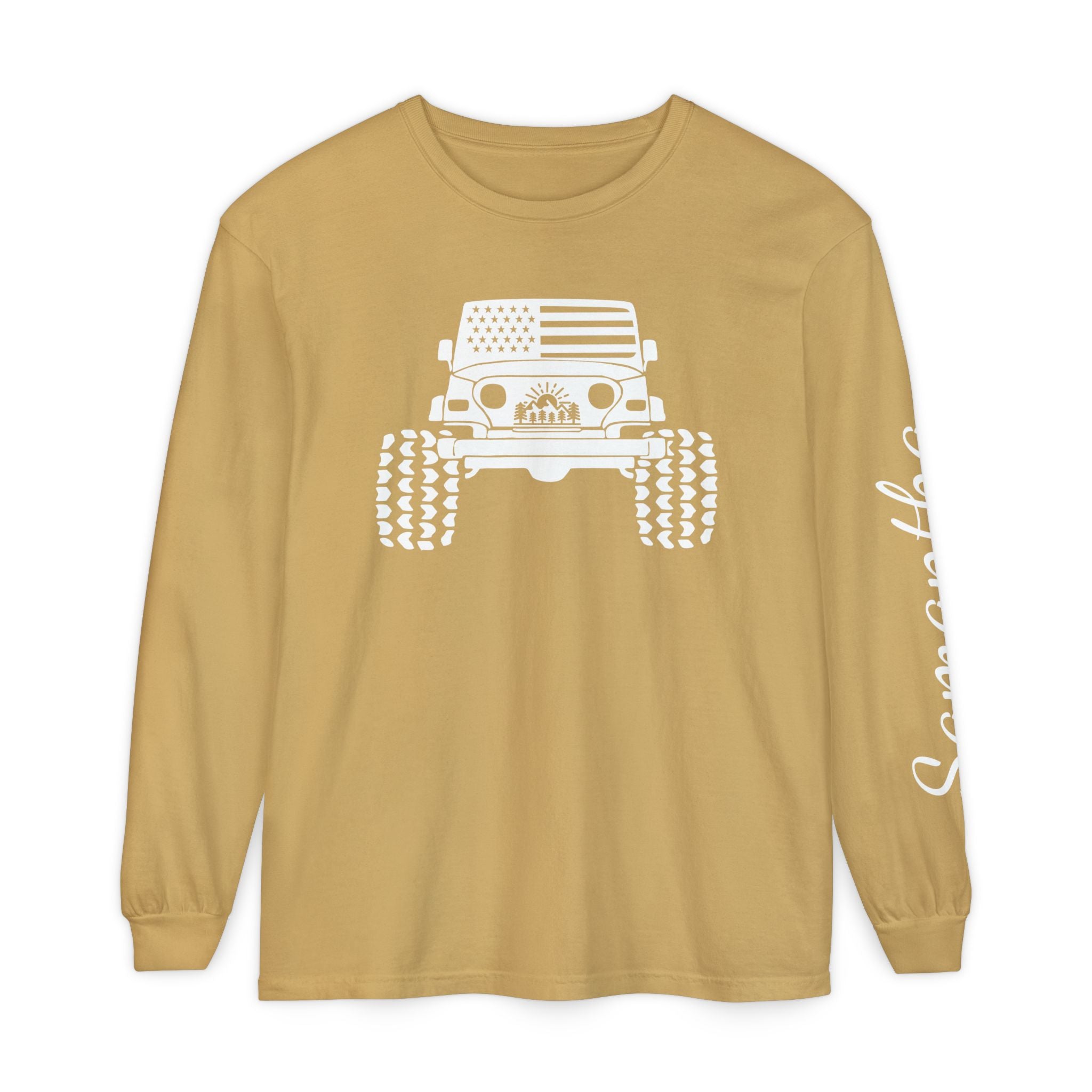 Personalized American Offroad Comfort Colors® Long Sleeve T-Shirt| Custom USA Flag 4WD Gift