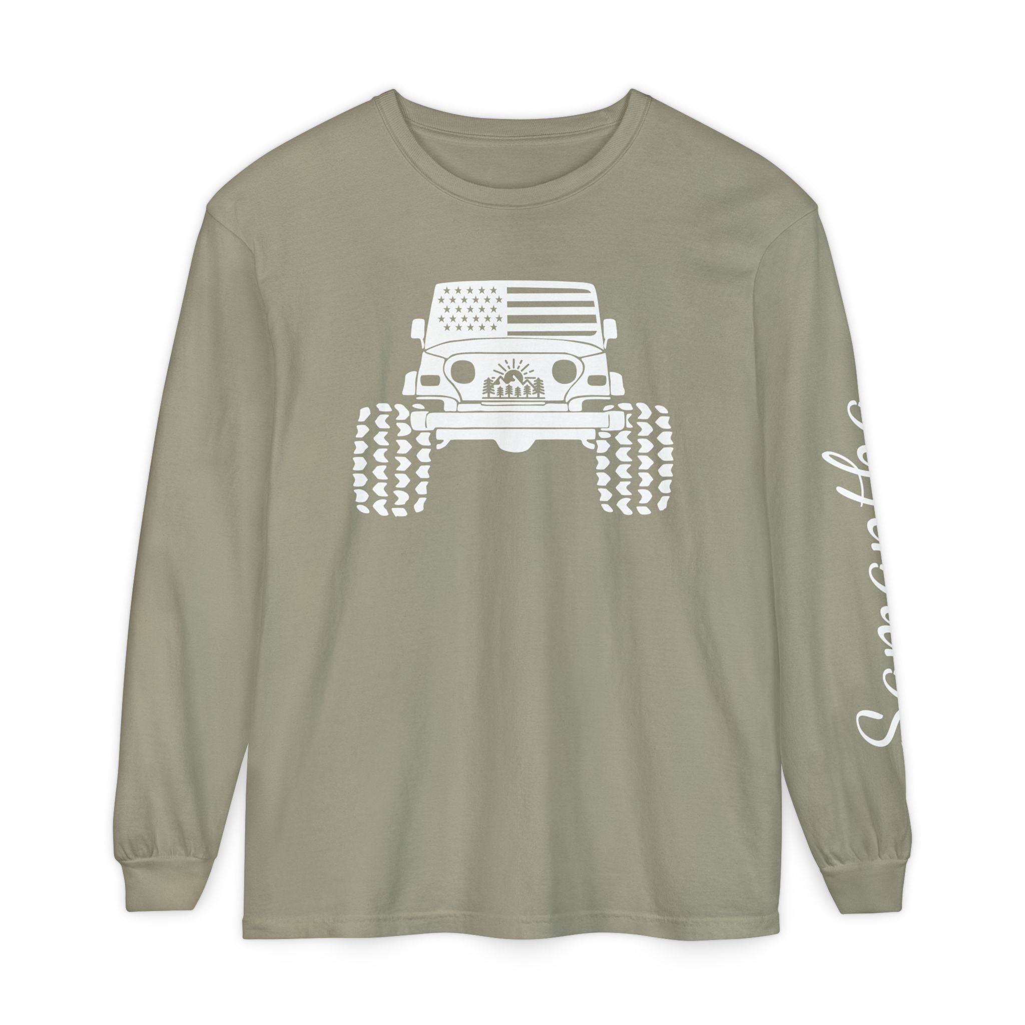 Personalized American Offroad Comfort Colors® Long Sleeve T-Shirt| Custom USA Flag 4WD Gift