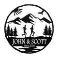 Personalized Couple, Male & Male Running In Mountains Metal Wall Art, Marathon Gift, Ultra Gift, Runner Gift
