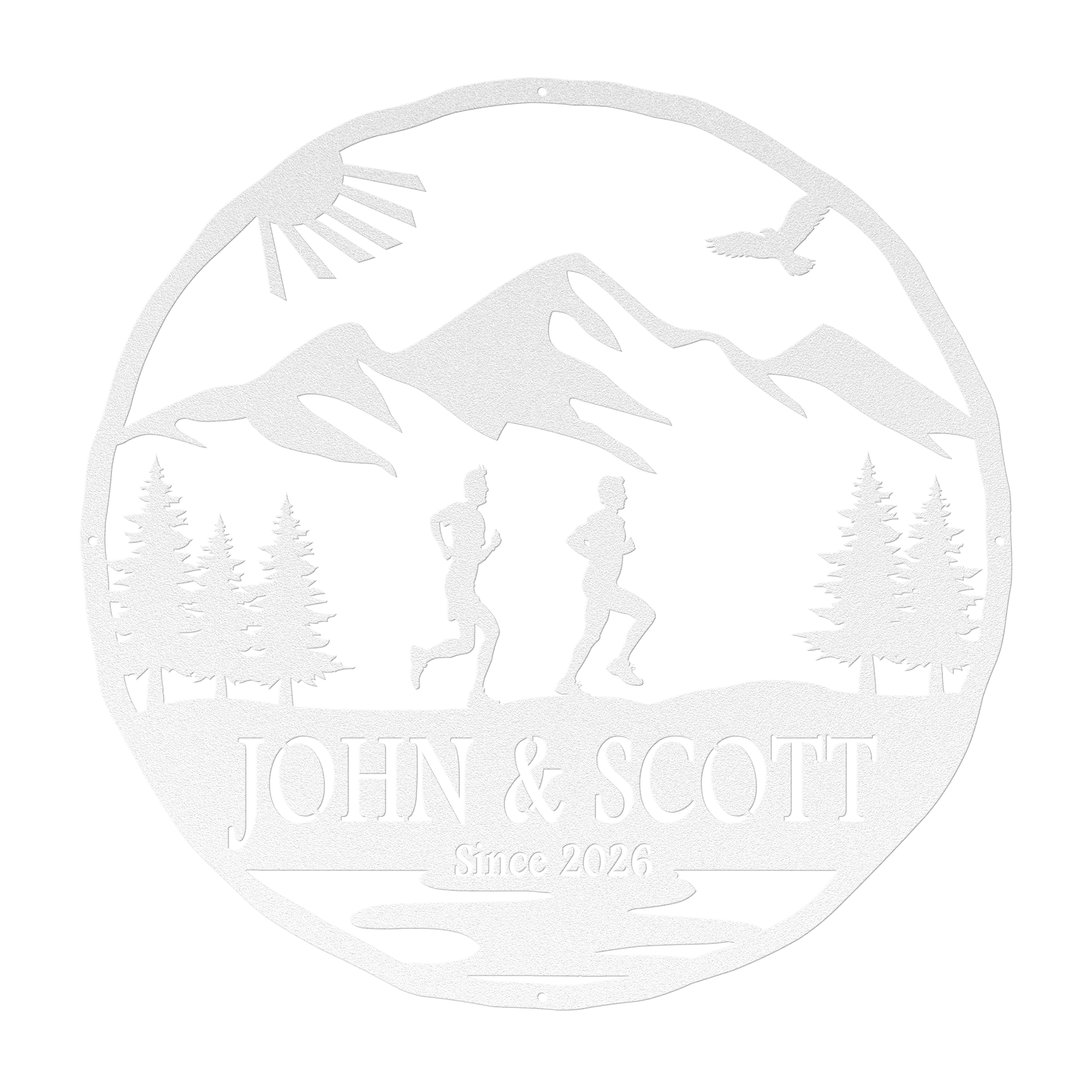Personalized Couple, Male & Male Running In Mountains Metal Wall Art, Marathon Gift, Ultra Gift, Runner Gift