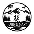 Personalized Couple Running In Mountains Metal Wall Art, Marathon Gift, Ultra Gift, Runner Gift