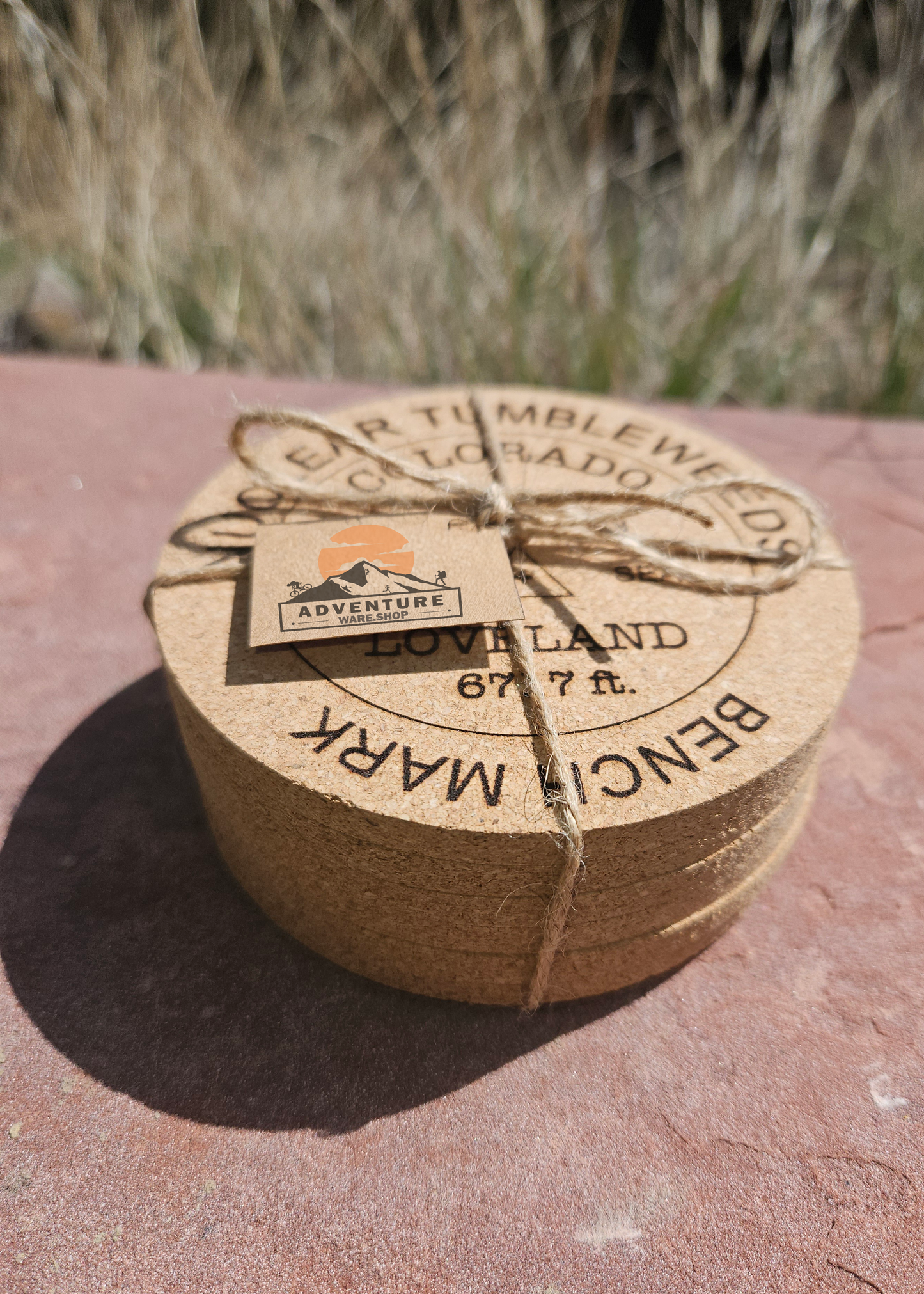 Personalized Engraved USGS Benchmark 6 Pack Cork Coaster Set, Adventure Racing Gift, House Warming Gift, Special Occasions, Holiday Christmas Gift