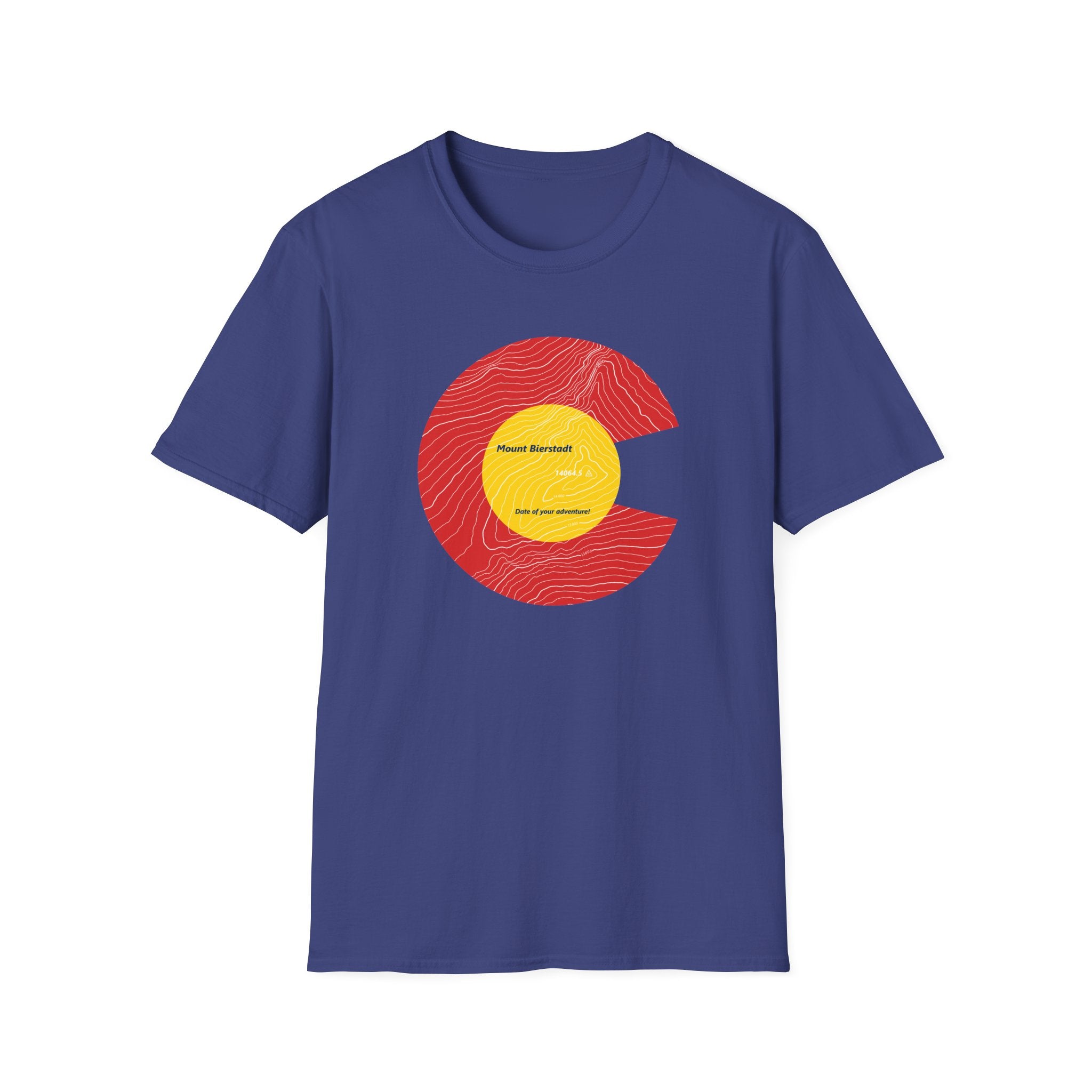 Personalized Mount Bierstadt Colorado Flag 14er Topo Map T-Shirt, Mountain Summit, Climb Colorado, Adventure Gift