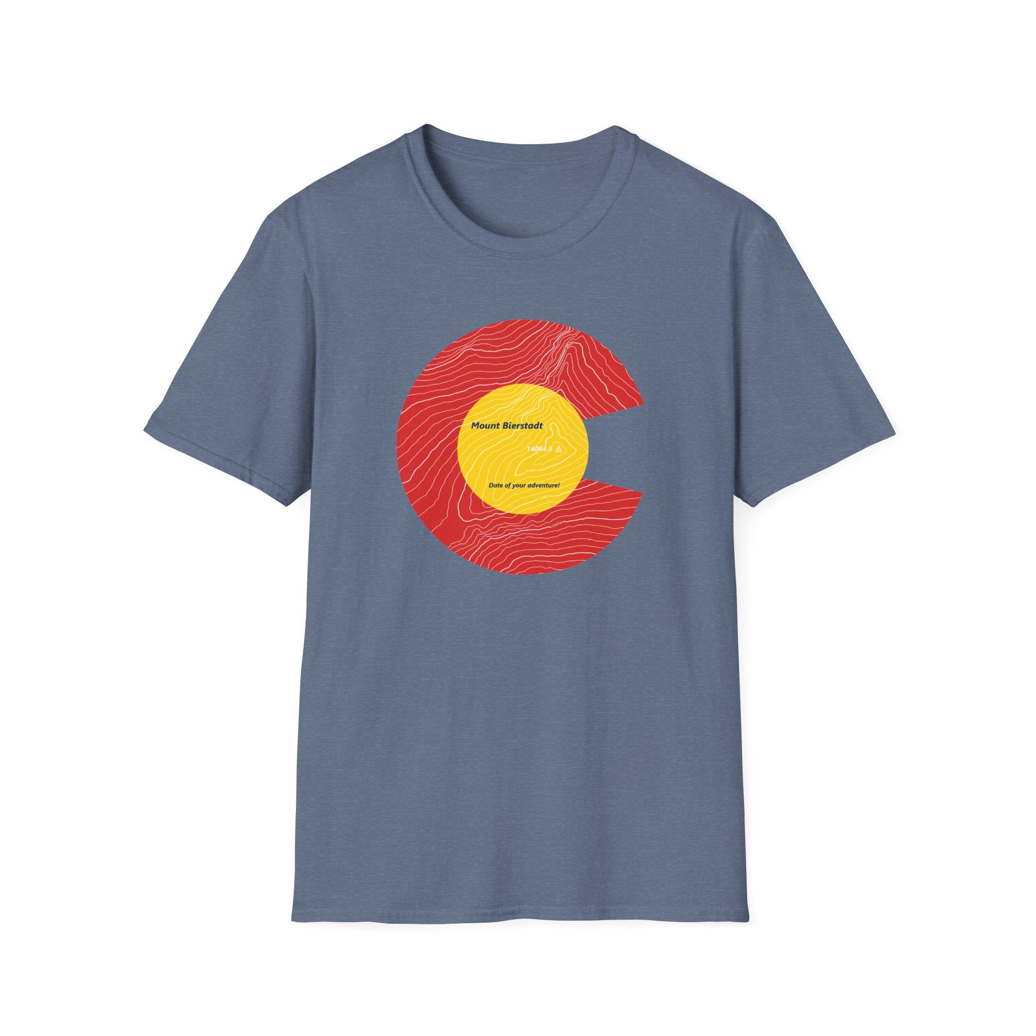 Personalized Mount Bierstadt Colorado Flag 14er Topo Map T-Shirt, Mountain Summit, Climb Colorado, Adventure Gift