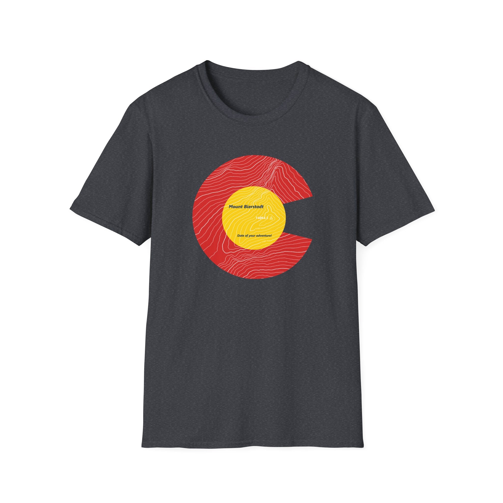 Personalized Mount Bierstadt Colorado Flag 14er Topo Map T-Shirt, Mountain Summit, Climb Colorado, Adventure Gift