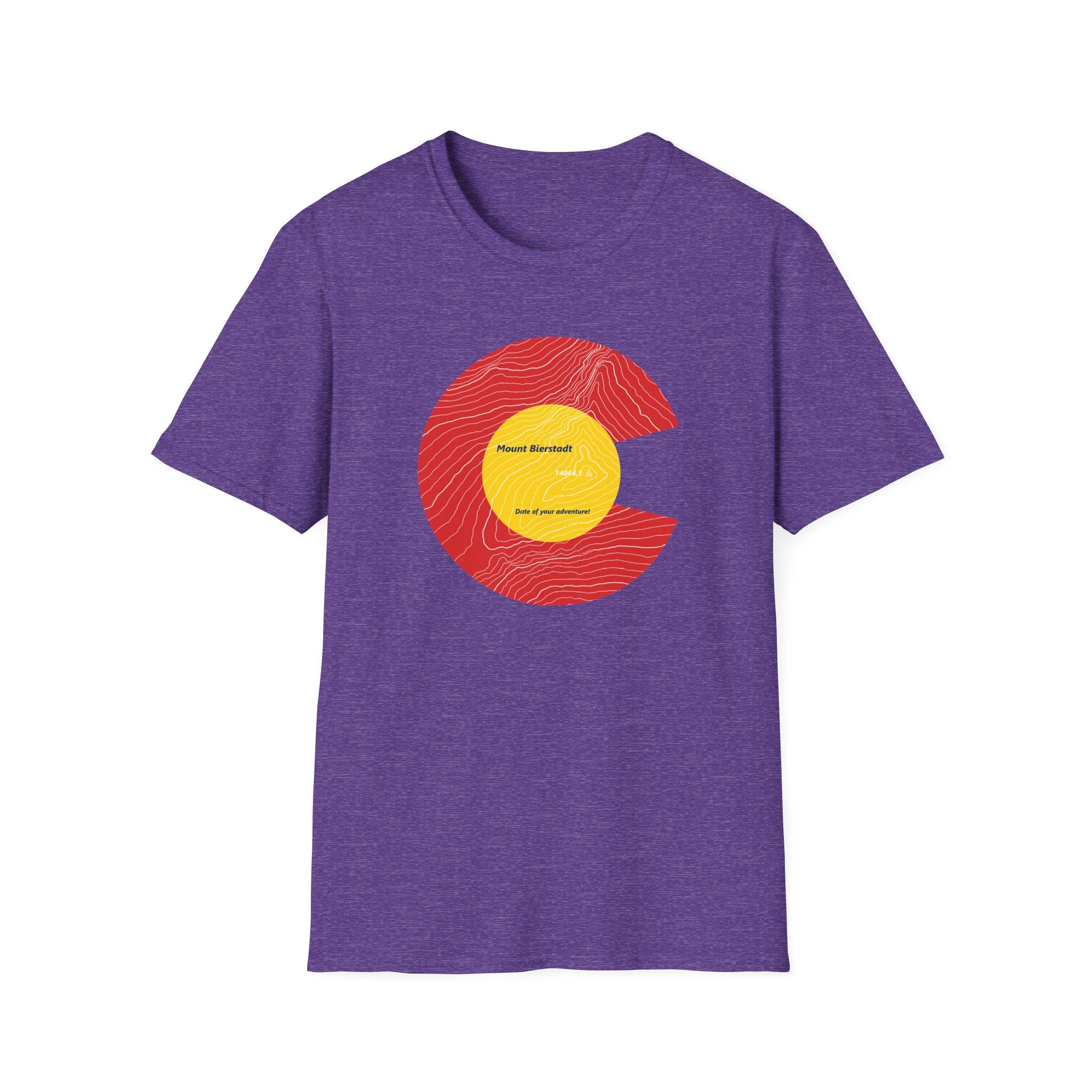 Personalized Mount Bierstadt Colorado Flag 14er Topo Map T-Shirt, Mountain Summit, Climb Colorado, Adventure Gift