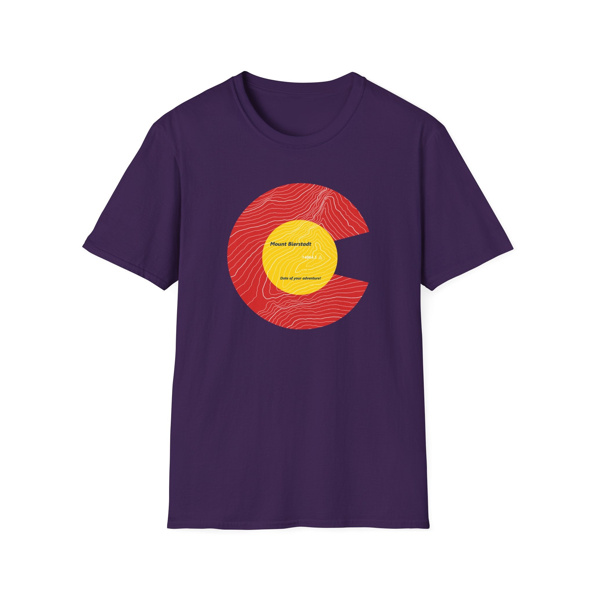 Personalized Mount Bierstadt Colorado Flag 14er Topo Map T-Shirt, Mountain Summit, Climb Colorado, Adventure Gift