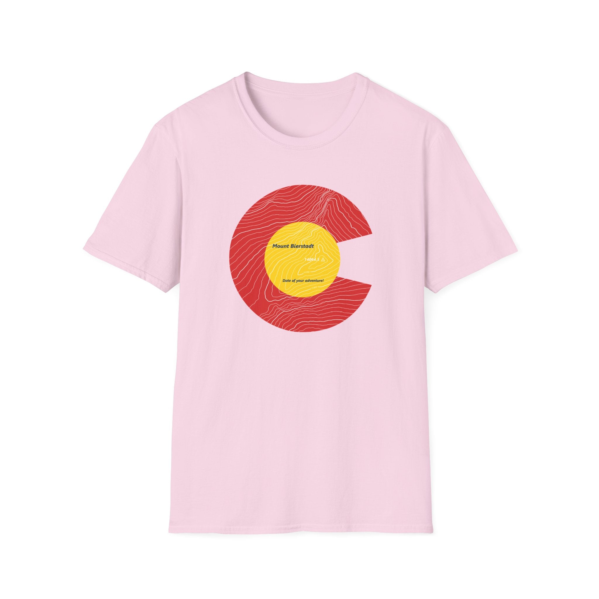 Personalized Mount Bierstadt Colorado Flag 14er Topo Map T-Shirt, Mountain Summit, Climb Colorado, Adventure Gift