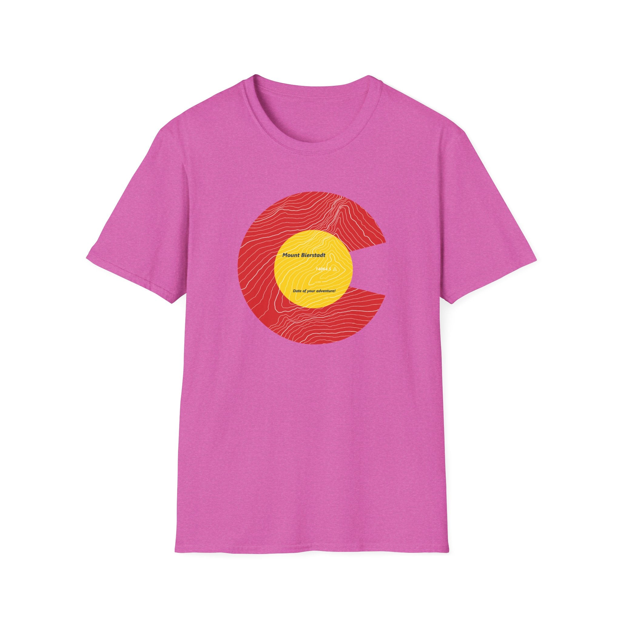 Personalized Mount Bierstadt Colorado Flag 14er Topo Map T-Shirt, Mountain Summit, Climb Colorado, Adventure Gift