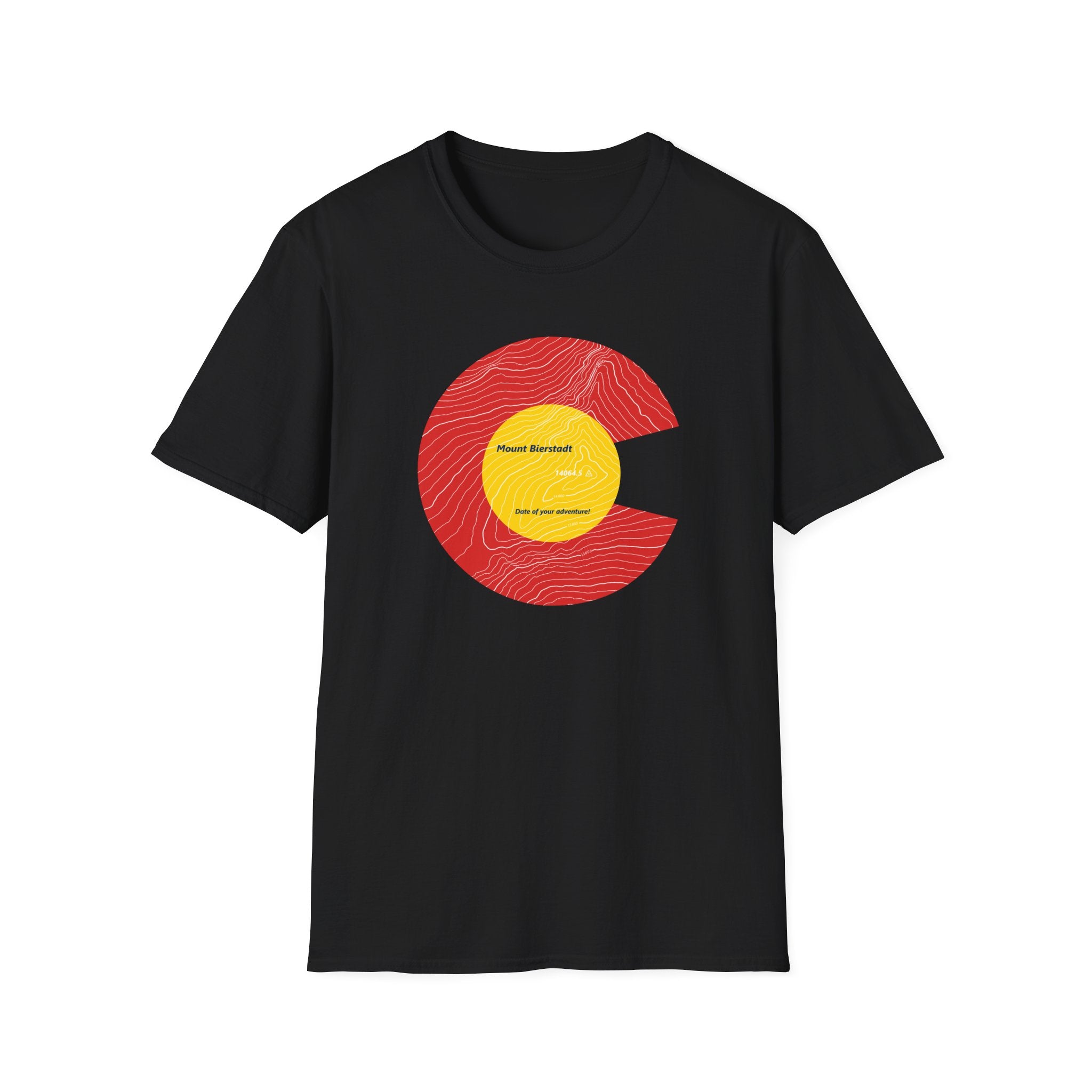 Personalized Mount Bierstadt Colorado Flag 14er Topo Map T-Shirt, Mountain Summit, Climb Colorado, Adventure Gift
