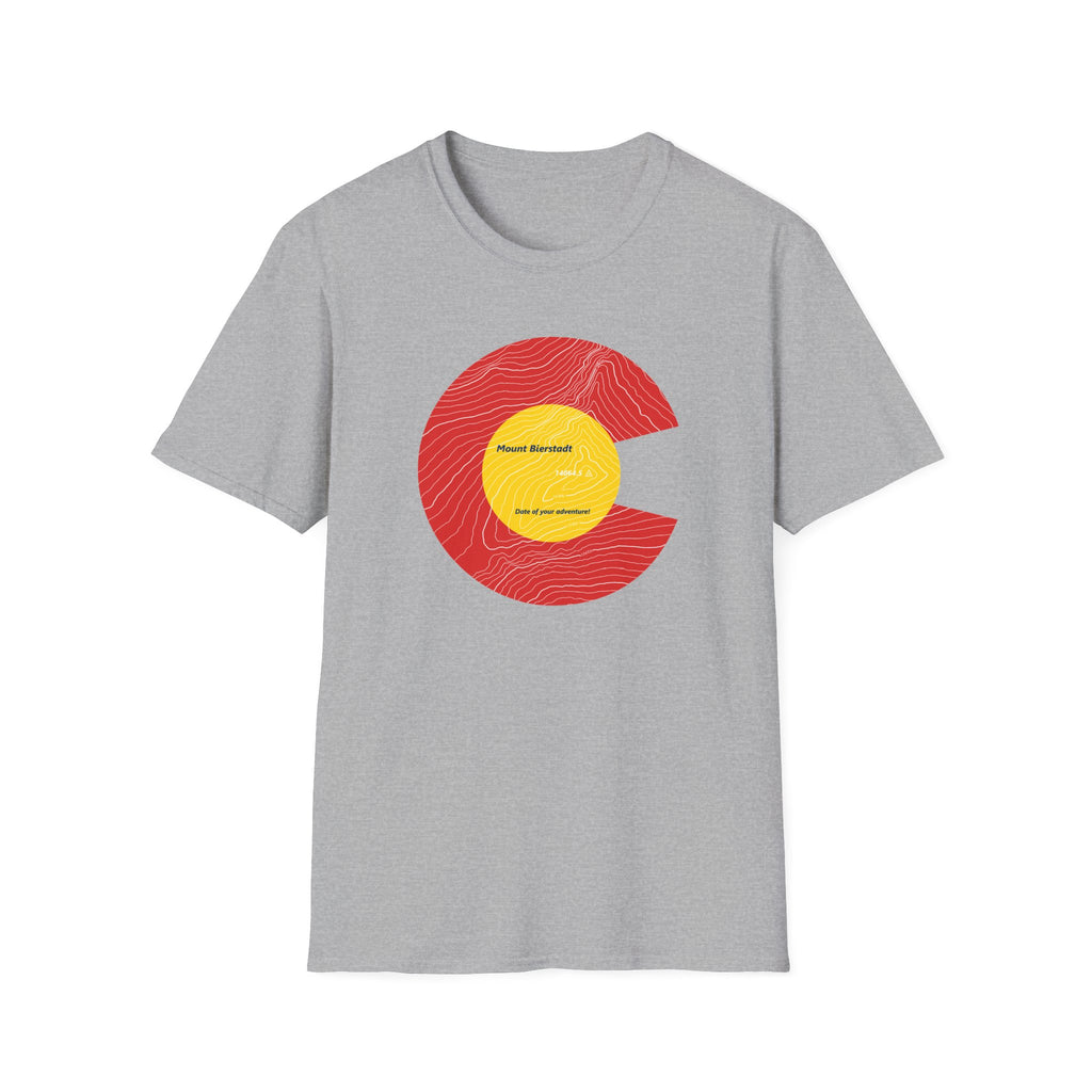 Personalized Mount Bierstadt Colorado Flag 14er Topo Map T-Shirt, Mountain Summit, Climb Colorado, Adventure Gift