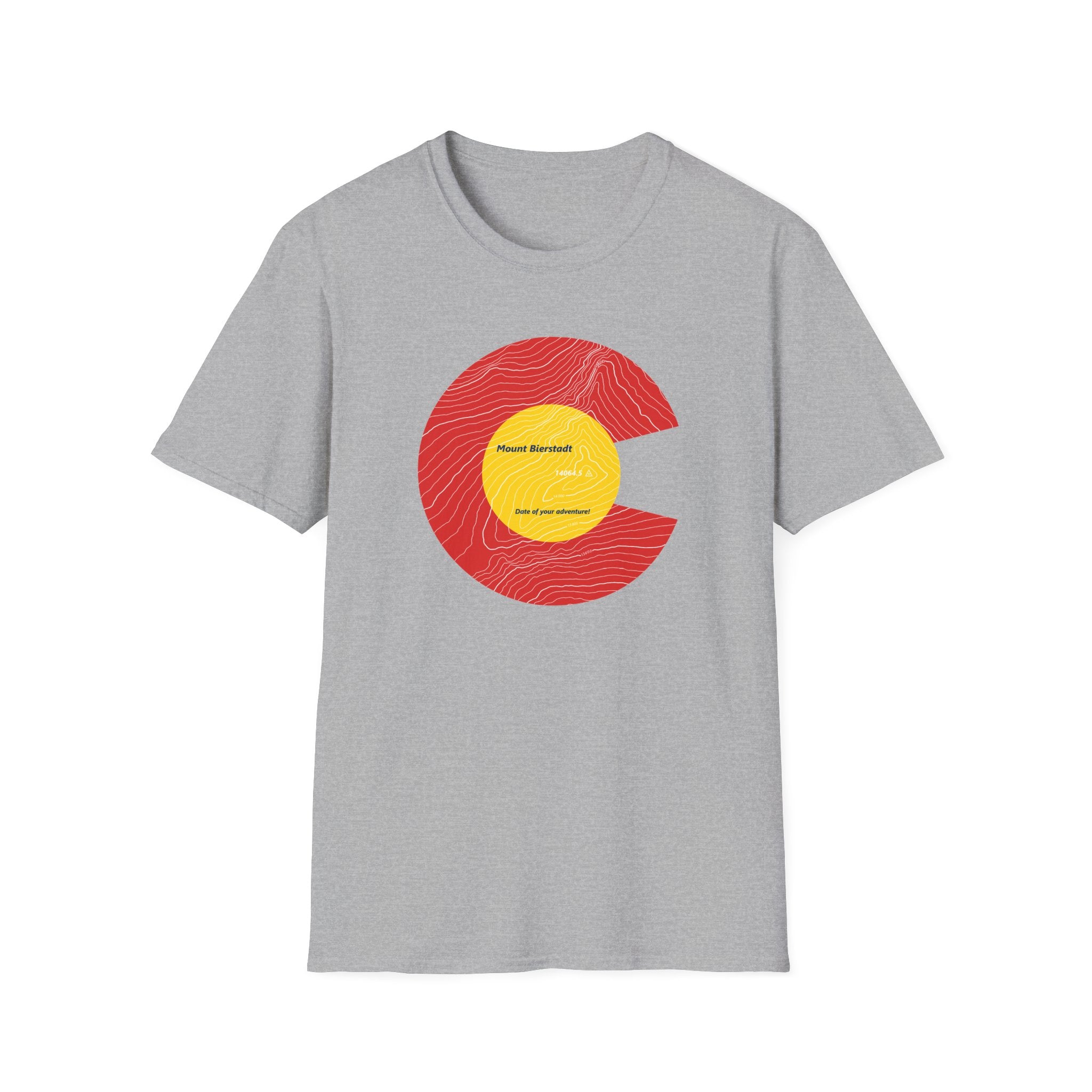Personalized Mount Bierstadt Colorado Flag 14er Topo Map T-Shirt, Mountain Summit, Climb Colorado, Adventure Gift