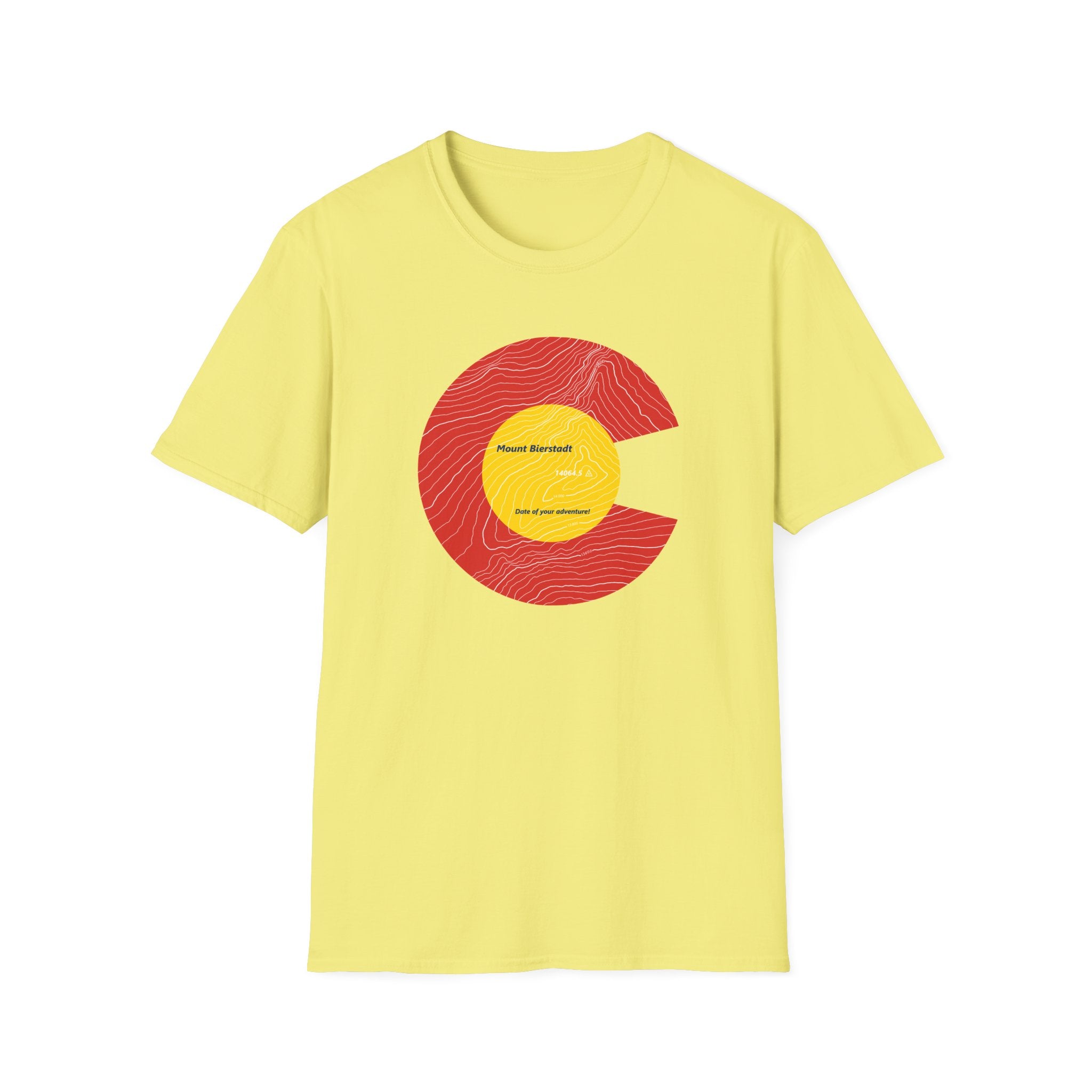 Personalized Mount Bierstadt Colorado Flag 14er Topo Map T-Shirt, Mountain Summit, Climb Colorado, Adventure Gift