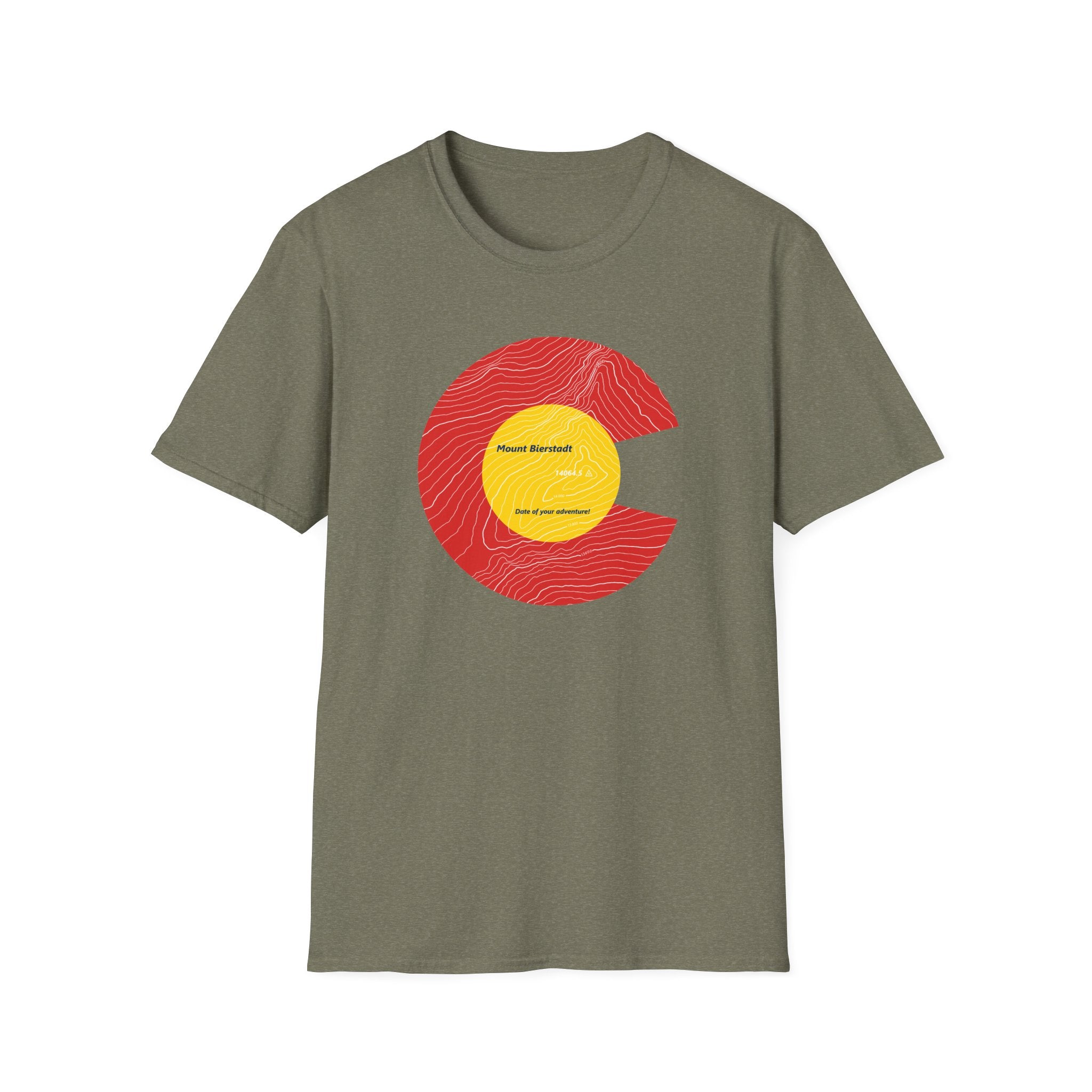 Personalized Mount Bierstadt Colorado Flag 14er Topo Map T-Shirt, Mountain Summit, Climb Colorado, Adventure Gift