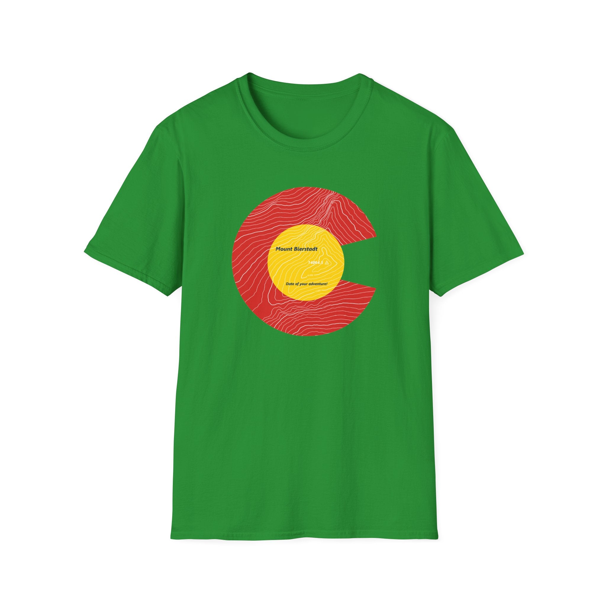 Personalized Mount Bierstadt Colorado Flag 14er Topo Map T-Shirt, Mountain Summit, Climb Colorado, Adventure Gift