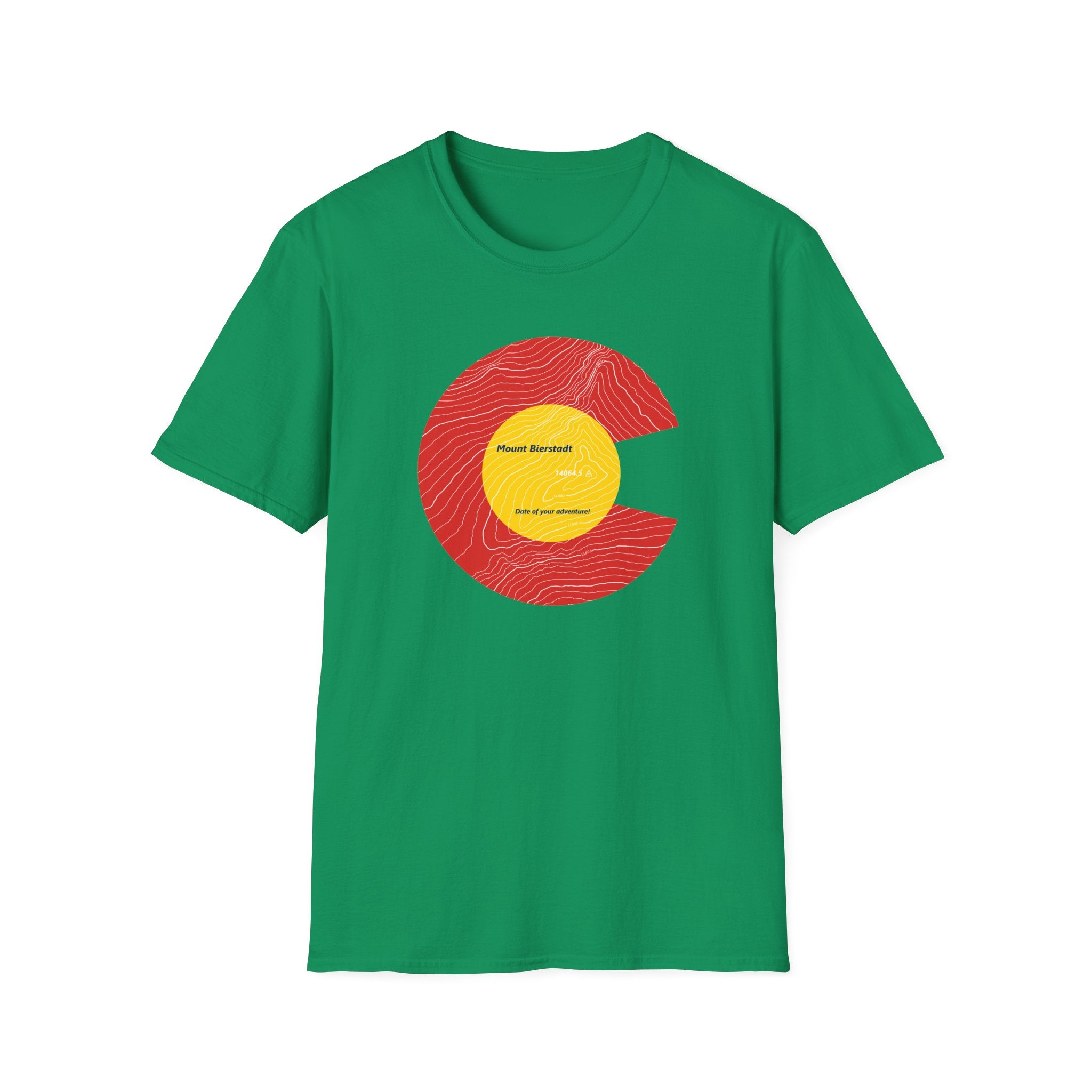 Personalized Mount Bierstadt Colorado Flag 14er Topo Map T-Shirt, Mountain Summit, Climb Colorado, Adventure Gift