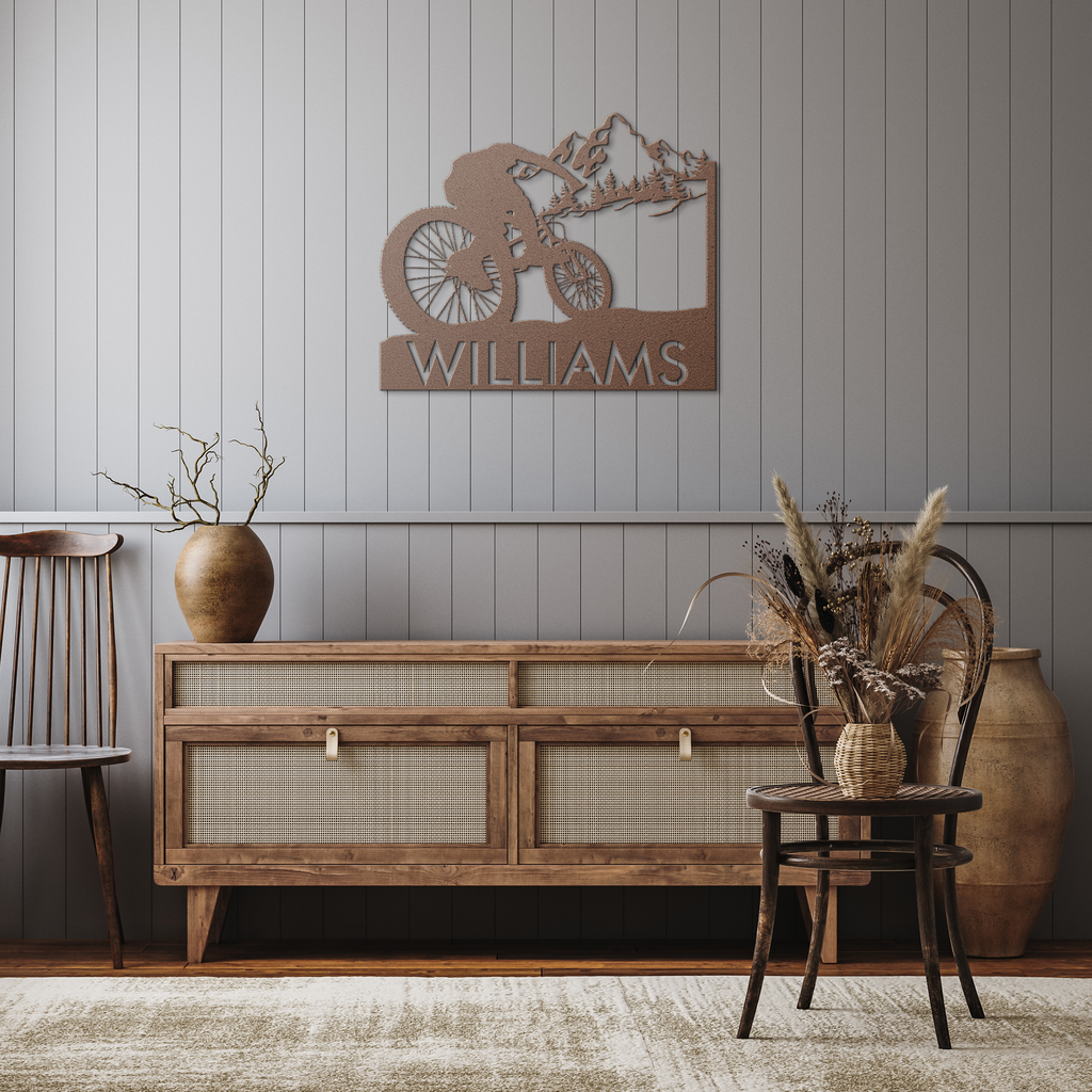 Personalized_Mountain_Bike_Metal_Wall_De_Copper_Rustic_Hallway_Mockup.png