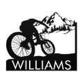 Personalized Mountain Bike Metal Wall Decor, Custom Mountain Biker Gift, Mnt Bike Metal Sign Black
