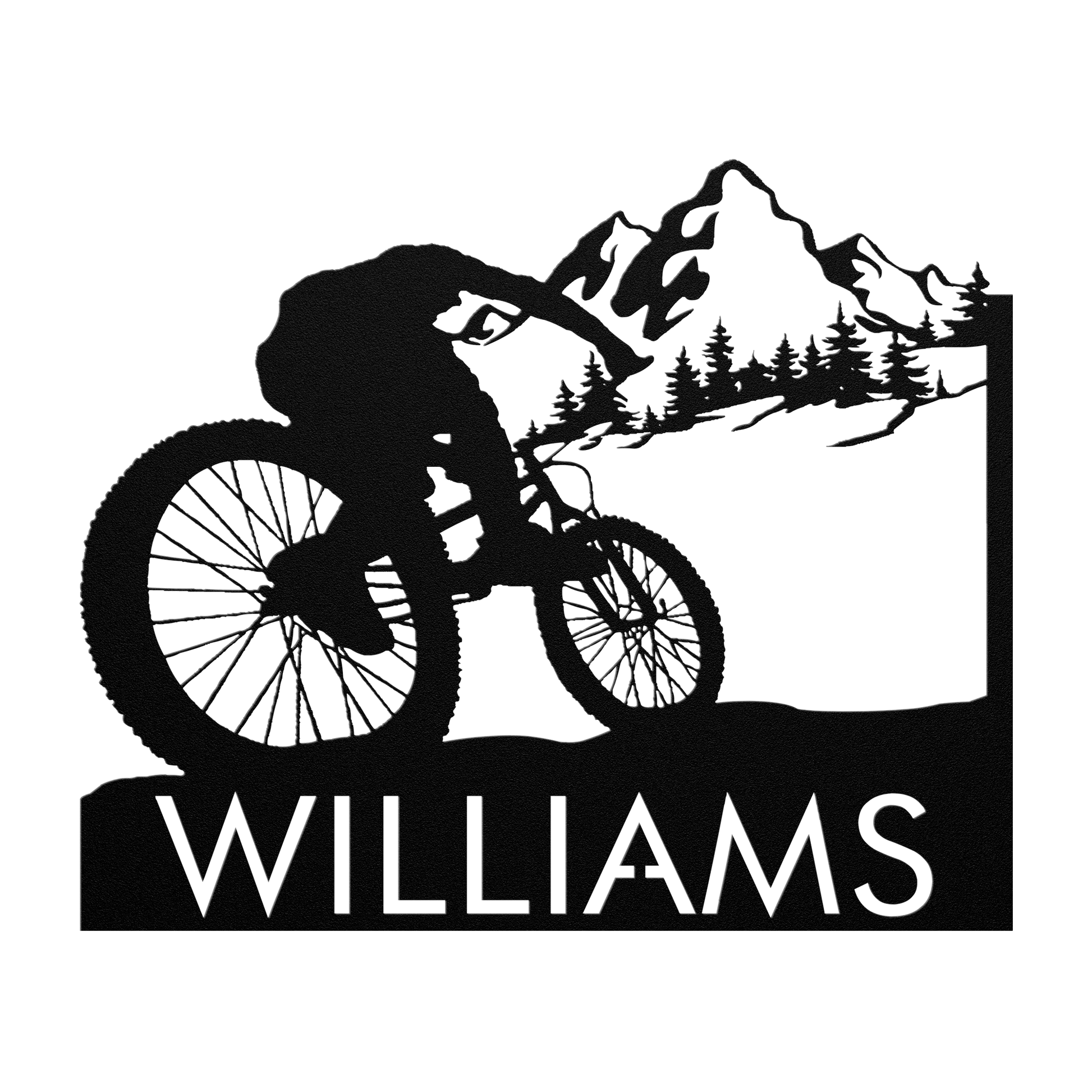 Personalized Mountain Bike Metal Wall Decor, Custom Mountain Biker Gift, Mnt Bike Metal Sign Black