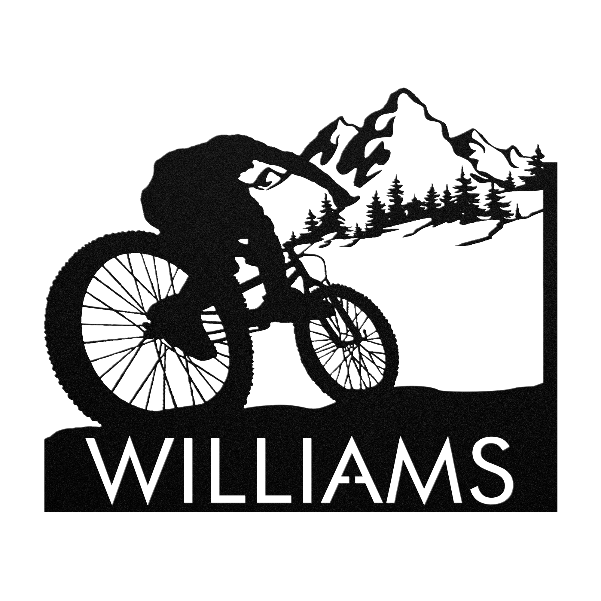 Personalized Mountain Bike Metal Wall Decor, Custom Mountain Biker Gift, Mnt Bike Metal Sign Black