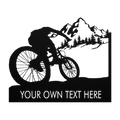 Personalized Mountain Bike Metal Wall Decor, Custom Text Mountain Biker Gift, Mnt Bike Metal Sign Black