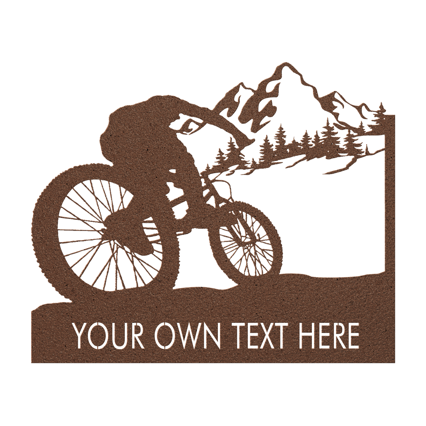 Personalized Mountain Bike Metal Wall Decor, Custom Text Mountain Biker Gift, Mnt Bike Metal Sign Copper