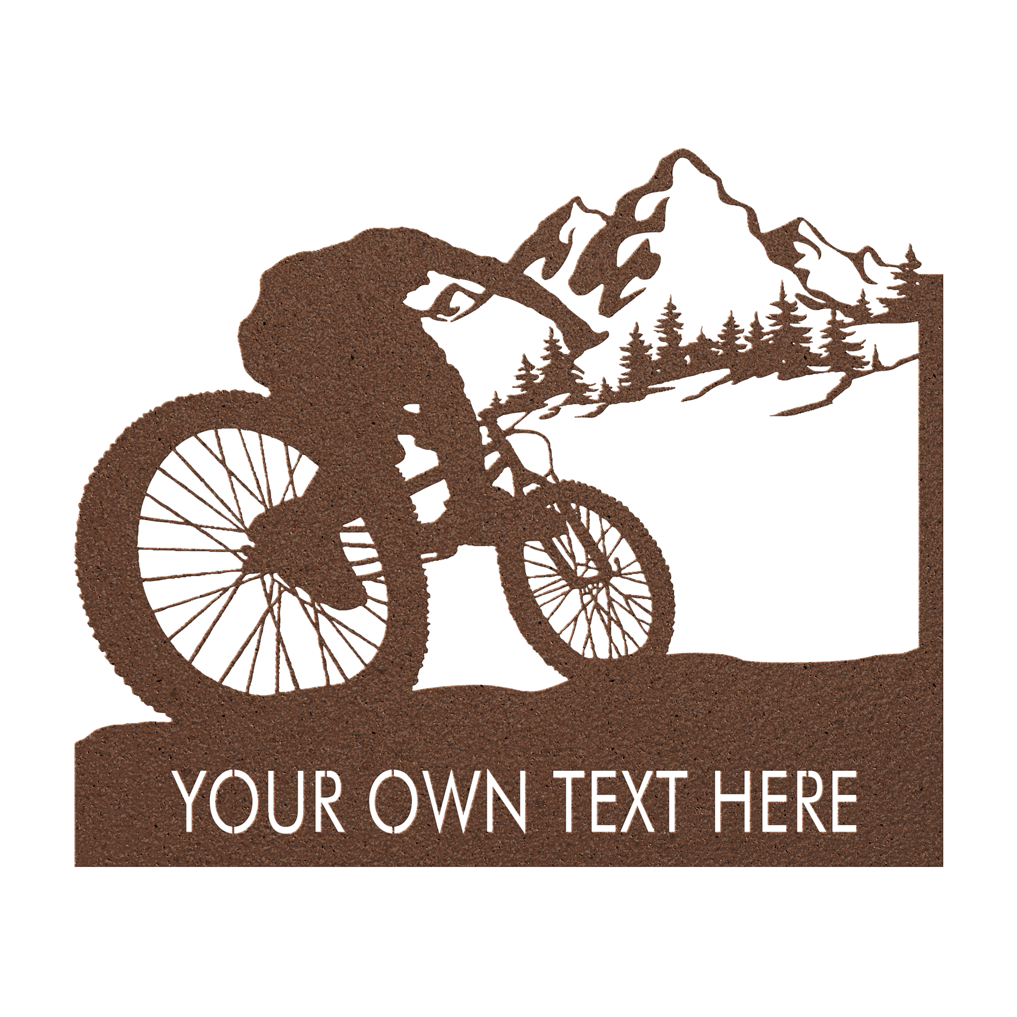 Personalized Mountain Bike Metal Wall Decor, Custom Text Mountain Biker Gift, Mnt Bike Metal Sign Copper