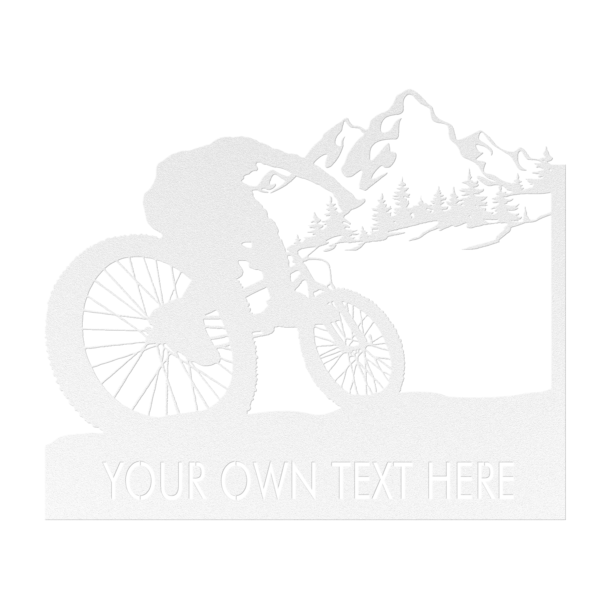 Personalized Mountain Bike Metal Wall Decor, Custom Text Mountain Biker Gift, Mnt Bike Metal Sign White