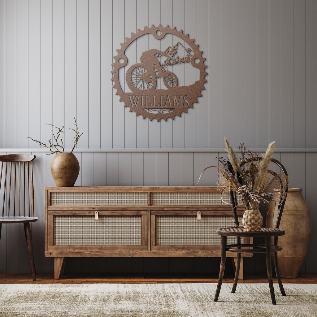 Personalized_Mountain_Biker_Chainring_Me_Copper_Rustic_Hallway_Mockup.png