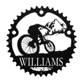 Personalized Mountain Biker Chainring Metal Bike Scenic Home Decor, Custom Mountain Biker Gift, Metal Bike Wall Art, Home Decor Black