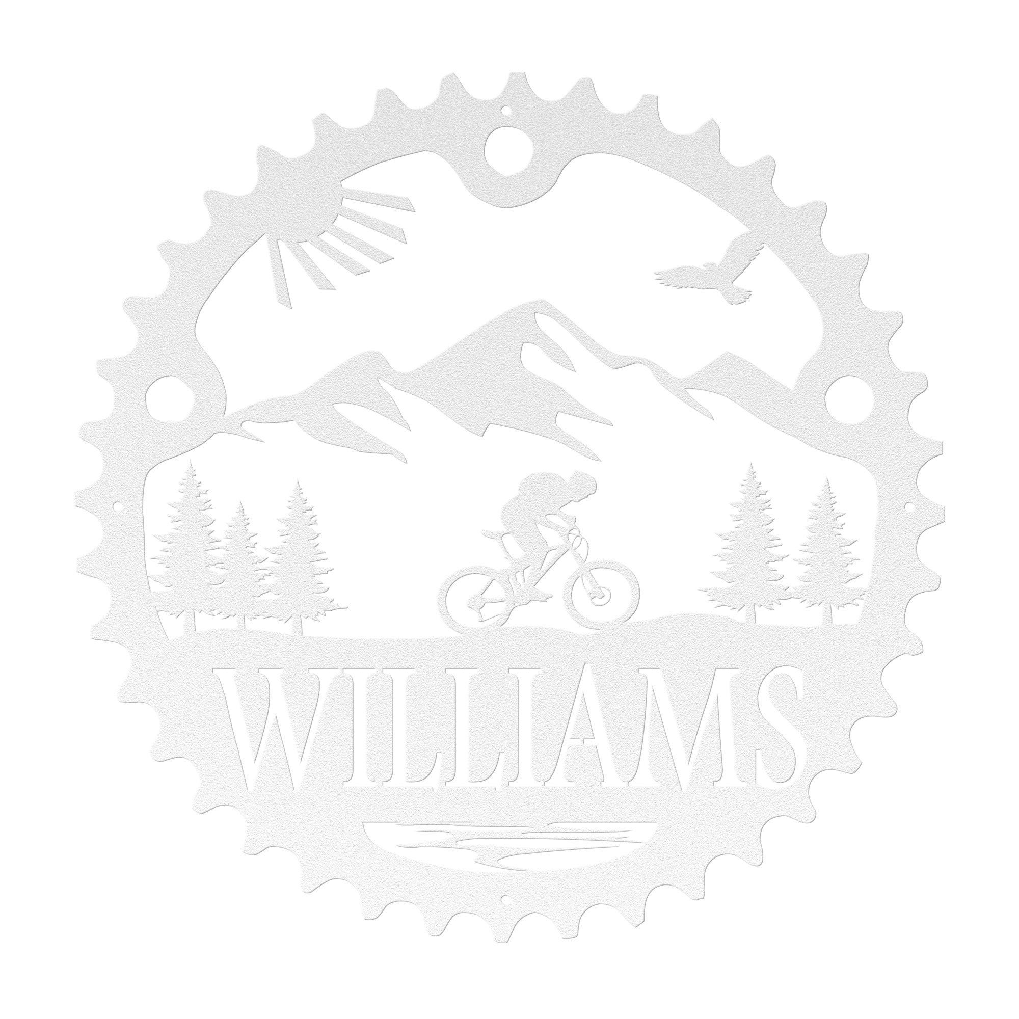 Personalized Scenic Mountain Biker Chainring Metal Bike Decor, Custom Mountain Biker Gift, Metal Bike Wall Art, Home Decor