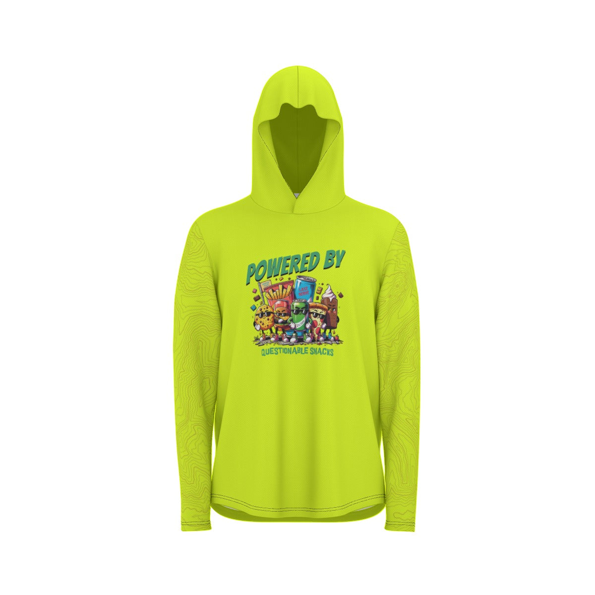 Powered By Questionable Snacks UV Sunscreen Sport Hoodie With Thumb Holes