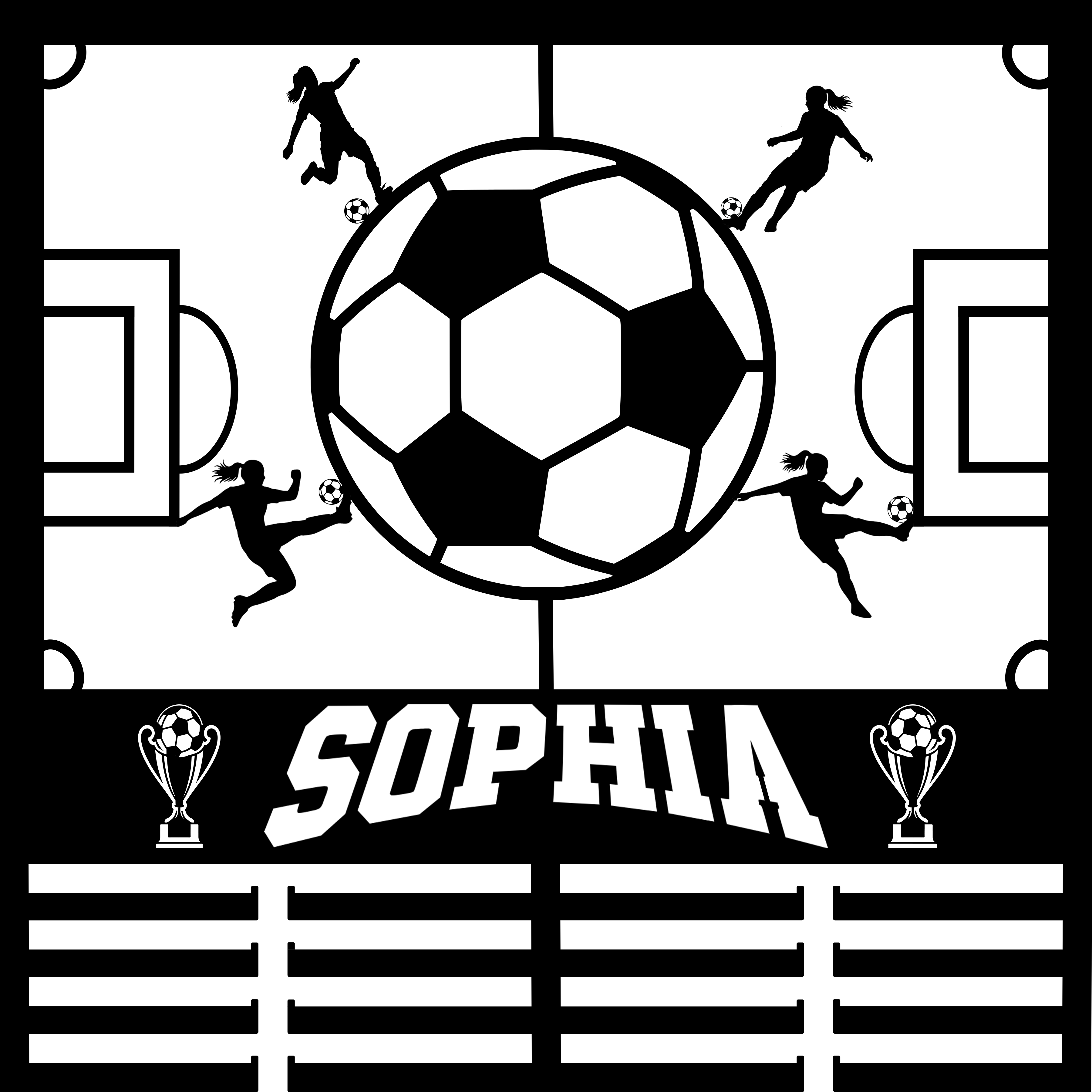 Soccer Medal Hanger Personalized Metal Holder, Multiple Fonts, Gift, Rack