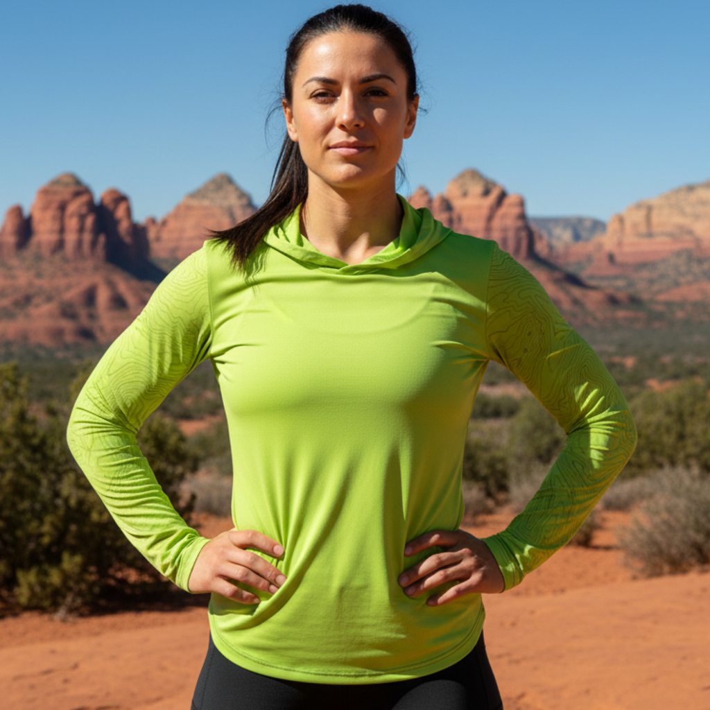 Topo Map UV Sunscreen Sports Hoodie With Thumb Holes